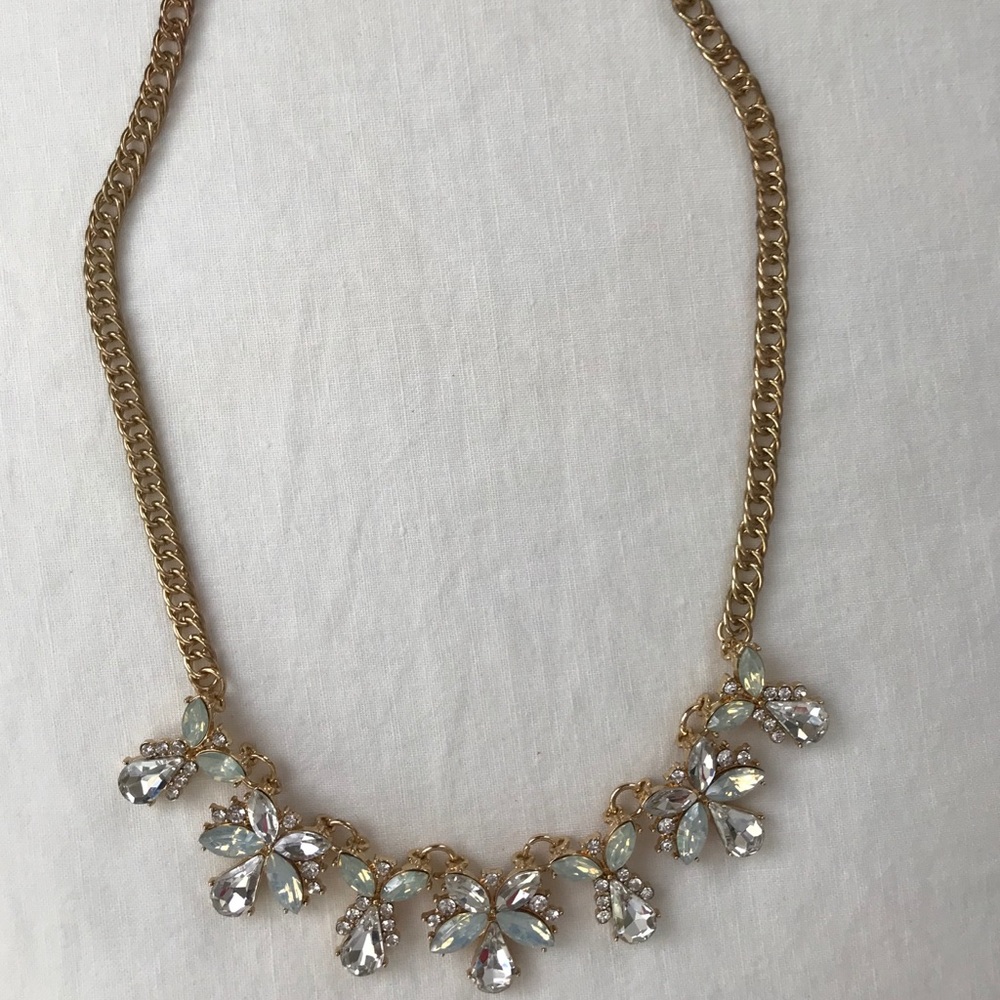 J Crew Drop Crystal and Gold Necklace